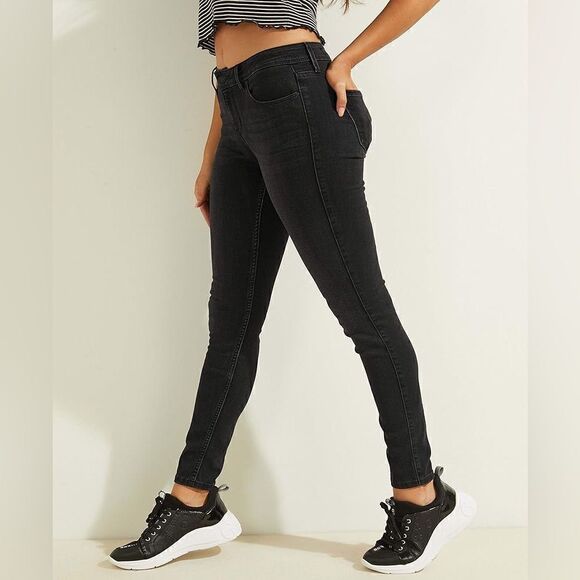 Guess Skinny Black Jeans Mid Rise Size 25 - Picture 7 of 15